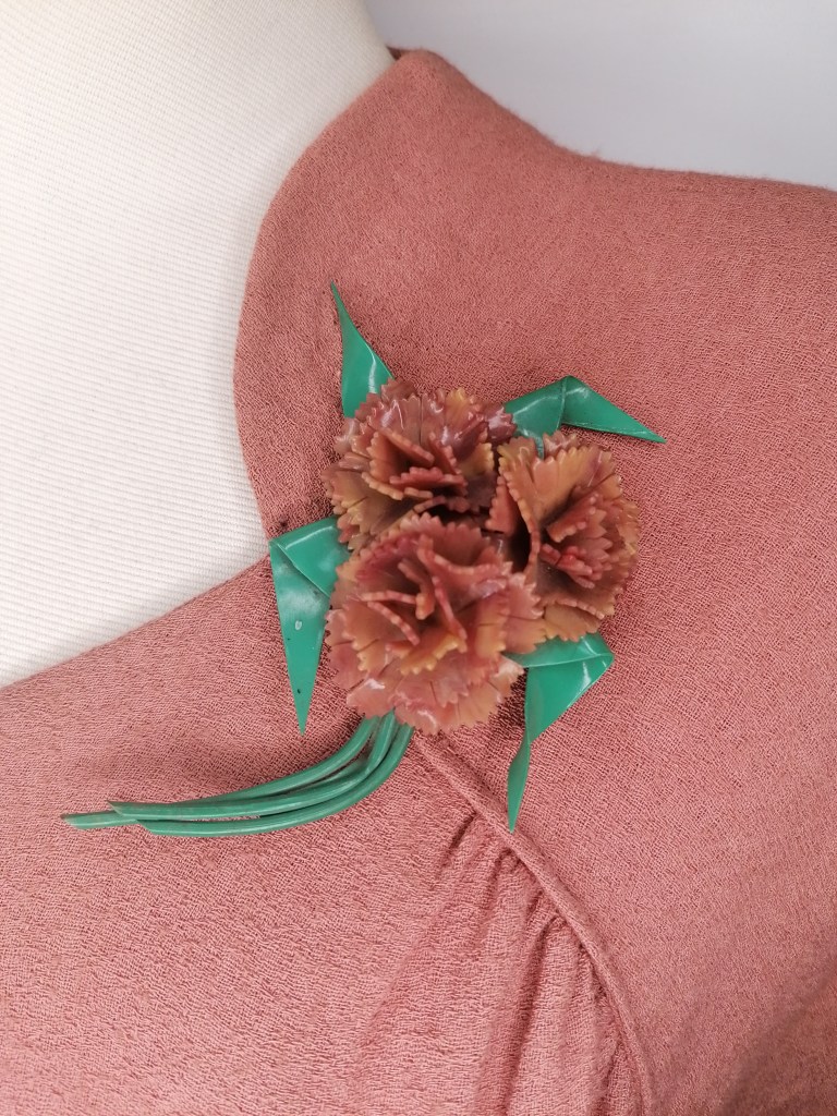 Broche Ancienne En Celluloid Art Déco Années 1930 - Décor Strass, Occasion
